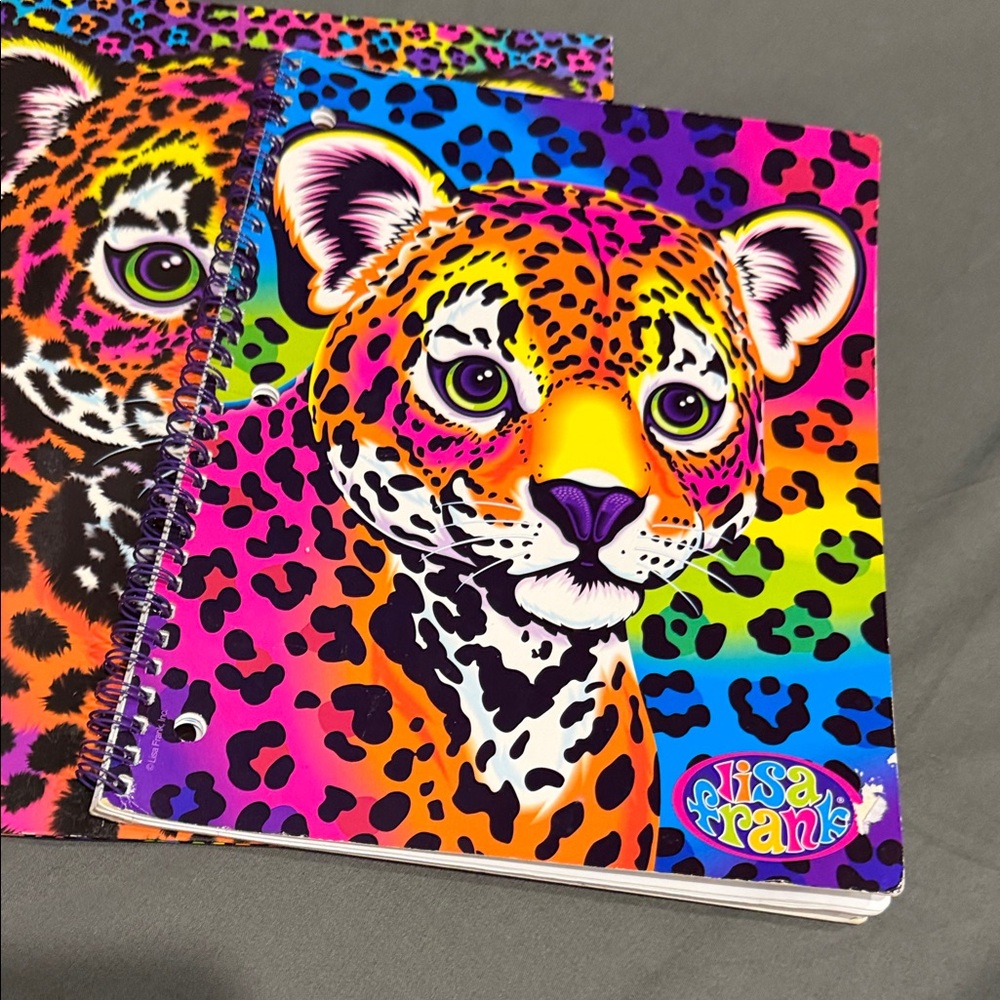 Lisa Frank Neon Rainbow Leopard Spiral Notebook n folders - Picture 2 of 8